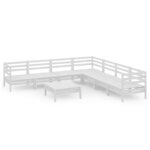vidaXL Salon de jardin 8 Pièces Bois de pin massif Blanc