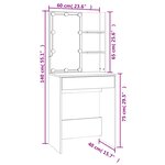 vidaXL Coiffeuse avec LED Chêne sonoma 60x40x140 cm