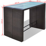 vidaXL Meuble de bar de jardin 7 Pièces et coussins Résine tressée Marron