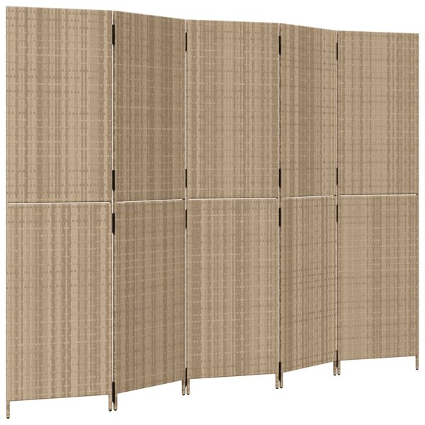 vidaXL Cloison de séparation 5 panneaux beige résine tressée