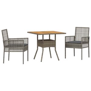 vidaXL Ensemble de salle à manger pour jardin 3 Pièces Gris polyrotin