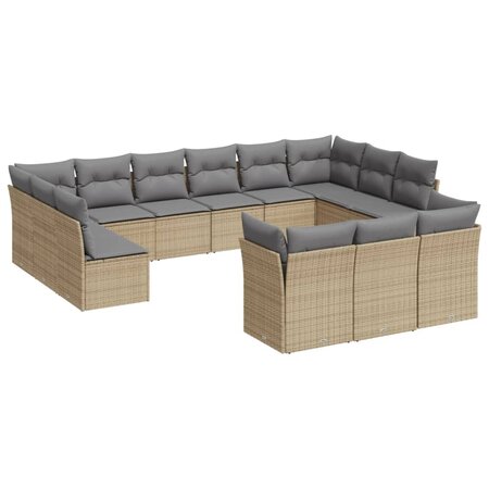 vidaXL Salon de jardin avec coussins 13 Pièces beige résine tressée