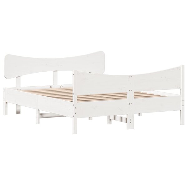 vidaXL Cadre de lit sans matelas blanc 140x190 cm bois de pin massif
