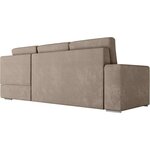 Canapé d'angle droit convertible ARTEMIS 4 places - Velours côtelé greige - 246 x 174 x 96 cm