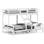 vidaXL Lit superposé 80x200/140x200 cm blanc bois de pin massif