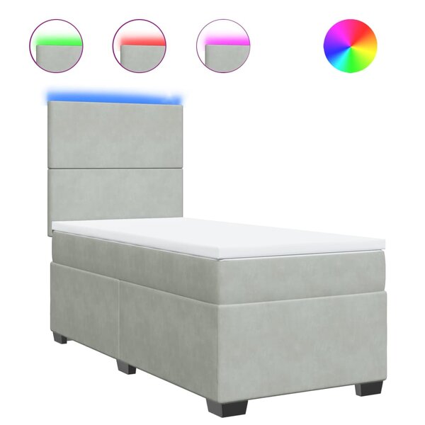 vidaXL Sommier à lattes de lit et matelas Gris clair 80x200 cm Velours