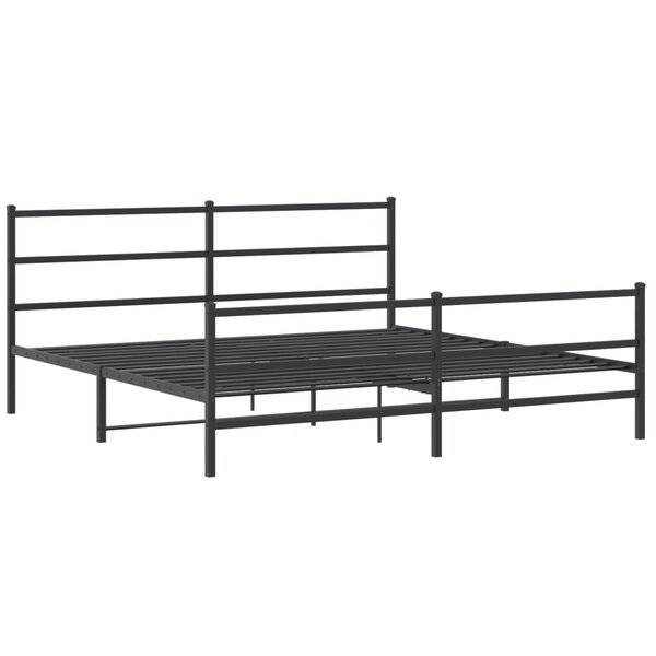 vidaXL Cadre de lit métal avec tête de lit/pied de lit noir 180x200 cm