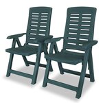 vidaXL Chaises inclinables de jardin lot de 2 Plastique Vert