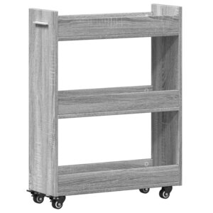vidaXL Armoire avec roues sonoma gris 60x22x79 cm bois d'ingénierie