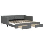 vidaXL Lit de jour avec gigogne et tiroirs gris foncé 90x200 cm tissu