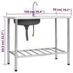 vidaXL Évier de camping Seul lavabo avec robinet Acier inoxydable