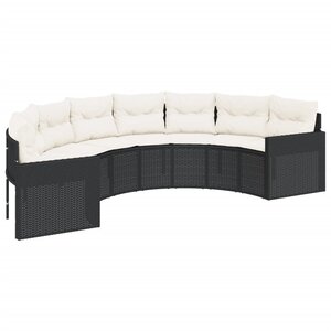 vidaXL Canapé de jardin avec coussins demi-rond noir résine tressée
