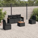 vidaXL Salon de jardin 6 Pièces avec coussins noir résine tressée