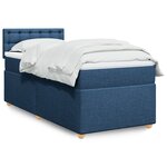 vidaXL Sommier à lattes de lit avec matelas Bleu 90x200 cm Tissu