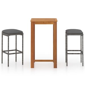 vidaXL Ensemble de bar de jardin avec coussins 3 Pièces Gris