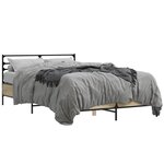 vidaXL Cadre de lit chêne sonoma 140x190 cm bois d'ingénierie et métal