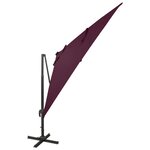 vidaXL Parasol déporté avec mât et lumières LED Rouge bordeaux 300 cm