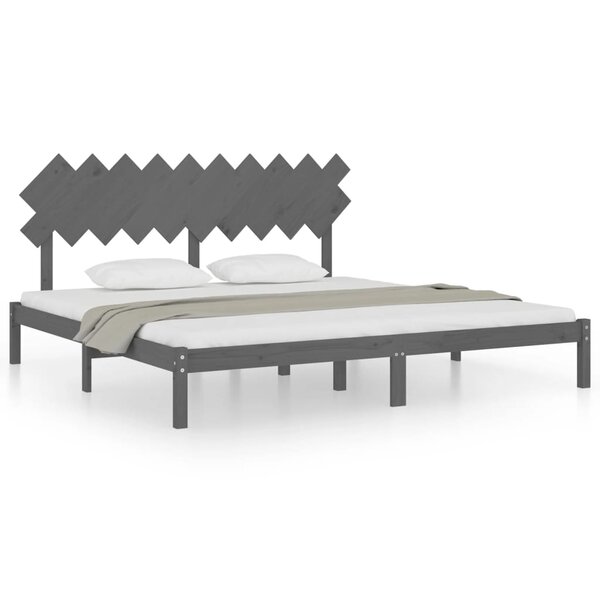 vidaXL Cadre de lit Gris 200x200 cm Bois massif