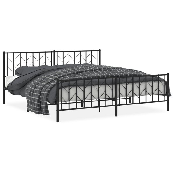 vidaXL Cadre de lit métal avec tête de lit/pied de lit noir 193x203 cm