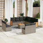 vidaXL Salon de jardin avec coussins 12 Pièces gris résine tressée