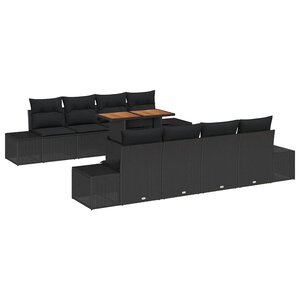 vidaXL Ensemble de canapé de jardin 9 Pièces Noir Poly rotin