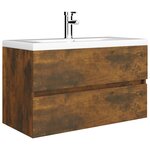 vidaXL Armoire de lavabo Chêne fumé 80x38 5x45 cm Bois d'ingénierie