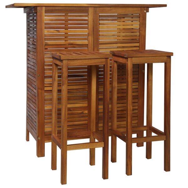 vidaXL Table et chaises de bar 3 Pièces Bois d'acacia massif