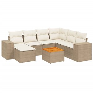vidaXL Salon de jardin avec coussins 8 Pièces beige résine tressée