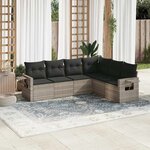 vidaXL Salon de jardin 6 Pièces avec coussins gris clair résine tressée