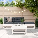 vidaXL Salon de jardin 4 Pièces avec coussins blanc bois massif