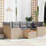 vidaXL Salon de jardin avec coussins 7Pièces mélange beige résine tressée