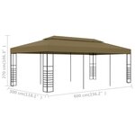 vidaXL Belvédère 6x3x2 7 m Taupe 180 g/m²