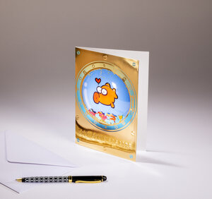 Carte double bulle bulle bulle - bon anniversaire aquarium et poisson rouge