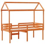 vidaXL Lit haut avec toit cire marron 90x190 cm bois de pin massif