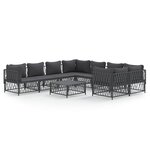 vidaXL Salon de jardin avec coussins 9 Pièces anthracite acier