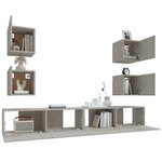 vidaXL Ensemble de meubles TV 6 Pièces Gris béton Bois d'ingénierie