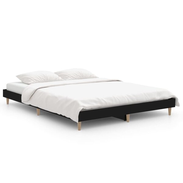 vidaXL Cadre de lit noir 140x190 cm bois d'ingénierie