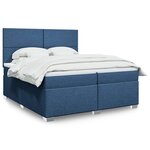 vidaXL Sommier à lattes de lit avec matelas Bleu 200x200 cm Tissu