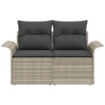 Canapé de jardin 2 places vidaXL avec coussins en poly rattan gris clair