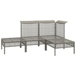 vidaXL Salon de jardin 4 Pièces avec coussins Gris Résine tressée