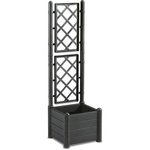 Bac à fleur carré ITALIA avec treillis - 30L - Plastique - Anthracite