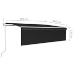 vidaXL Auvent automatique store capteur de vent et LED 5x3m Anthracite