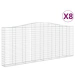 vidaXL Paniers à gabions arqués 8 Pièces 400x30x160/180 cm Fer galvanisé