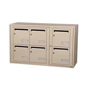 Bloc collectif leabox.com 3x2 grade 3 simple face Intérieur fixation murale Ivoire RAL 1015 finition brillante