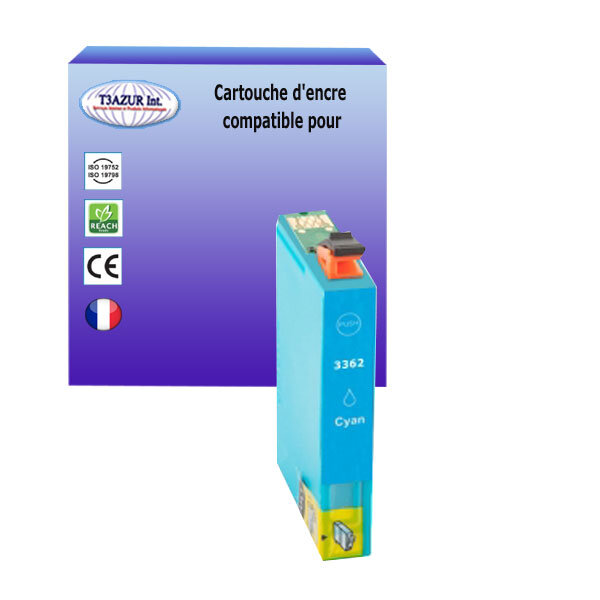 Cartouche Compatible pour Epson XP-7100, XP-830, XP-900 remplace Epson T3362 / T3342 (33XL) Cyan - T3AZUR