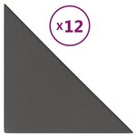 vidaXL Panneaux muraux 12 Pièces Gris 30x30 cm Similicuir 0 54 m²