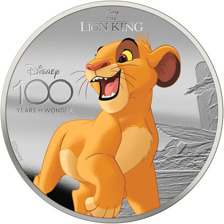 Pièce de monnaie en Argent 5 Dollars g 31.1 (1 oz) Millésime 2023 Disney 100 Years of Wonder LION KING