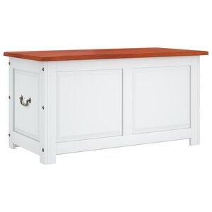 vidaXL Coffre de rangement et couvercle marron et blanc bois d'acacia