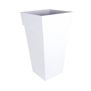 EDA Pot de fleurs XXL Toscane - Carré - 43,3 x 43,3 x H 80 cm - 98 L - Blanc