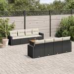 vidaXL Salon de jardin 9 Pièces avec coussins noir résine tressée